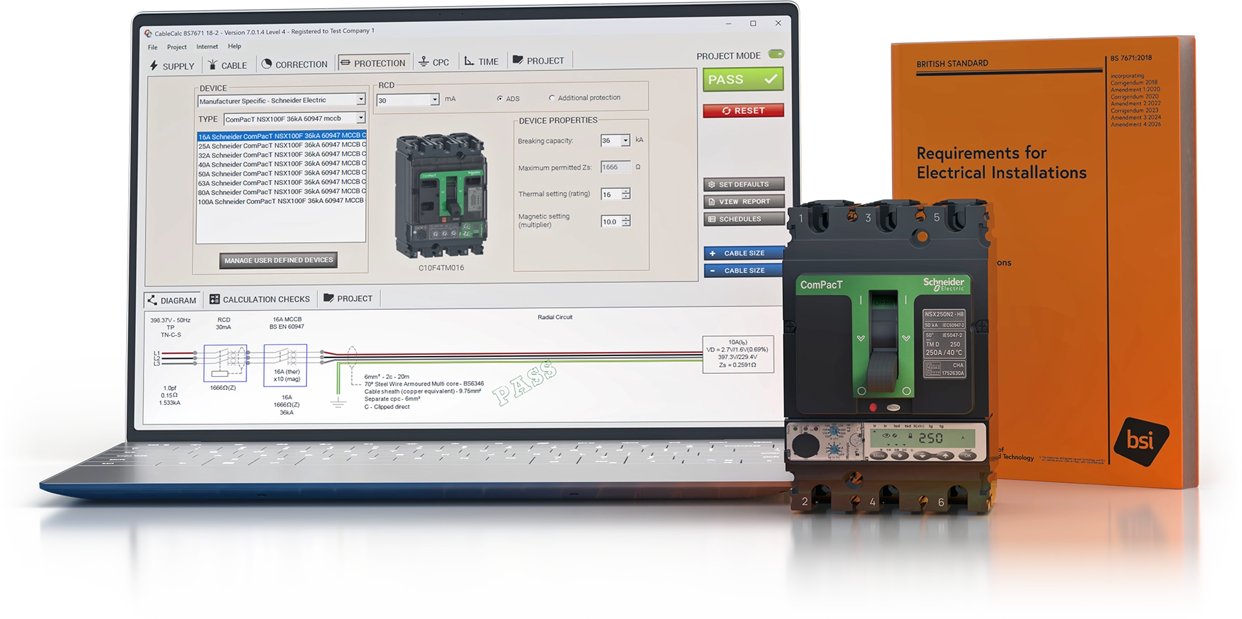 CableCalc 18-4 electrical design software with Schneider Electric protective device catalogue