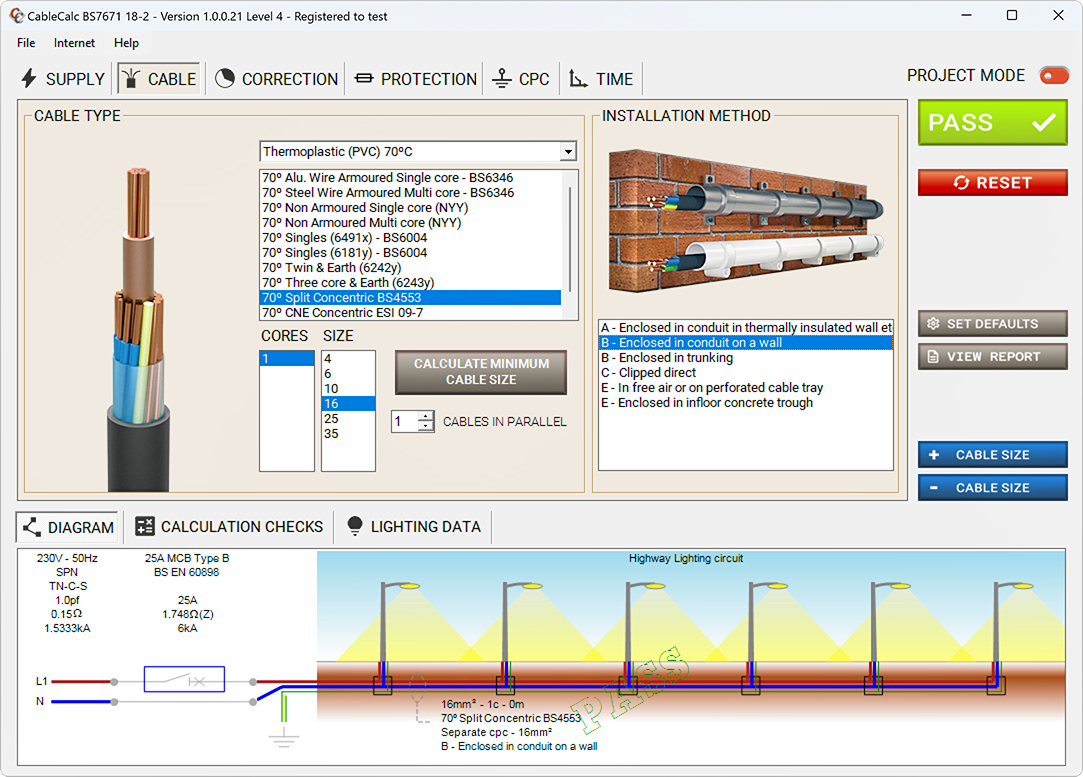BS7671 Software for Electrical Calculation, Design, Test & Inspection